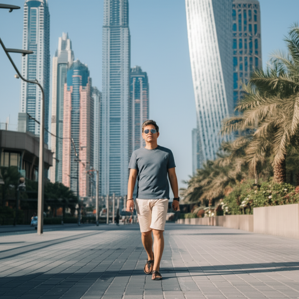 Generate a high-quality, relevant image prompt for an article about: Dubai Dress Code: Can You Wear