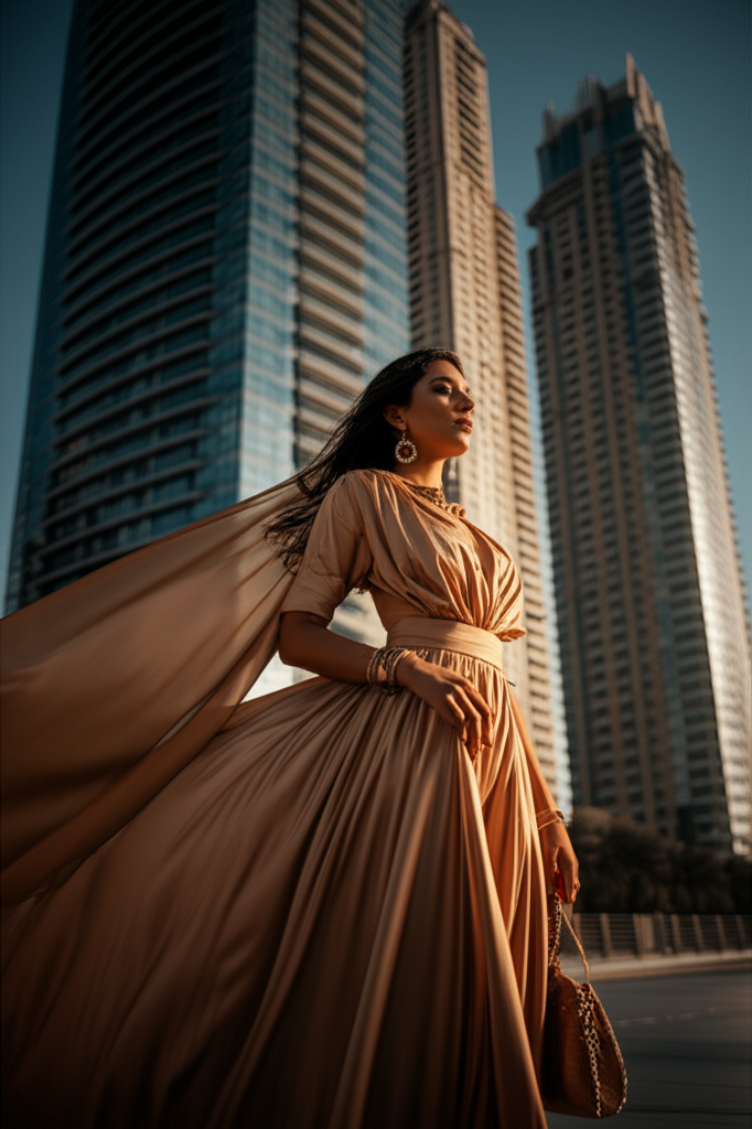 Generate a high-quality, relevant image prompt for an article about: Dubai Style Guide for Women