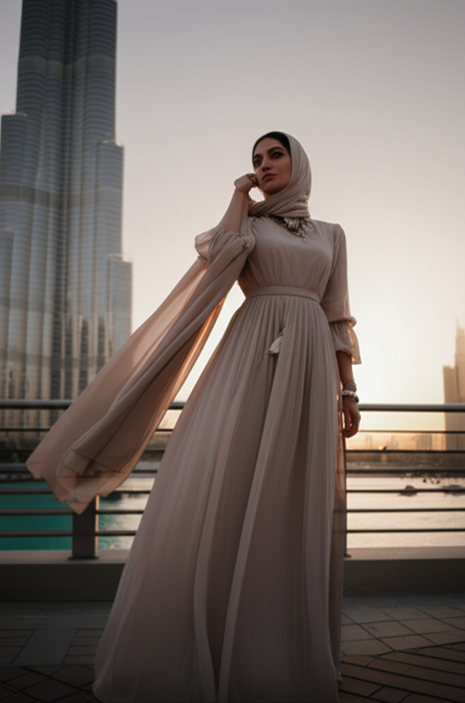Generate a high-quality, relevant image prompt for an article about: Dubai Style Guide for Women