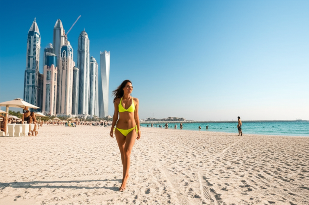 Generate a high-quality, relevant image prompt for an article about: Dubai Bikini: Yes, You Can (Kno